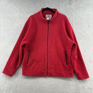 The Territory Ahead Men Full Zip Sweater L Red Side Pockets Cardigan Casual
